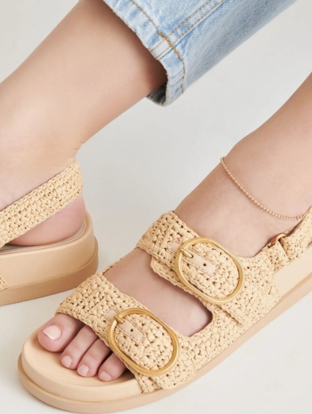 Dolce Vita NATURAL KNIT Women's Starla Crochet Sandals Size 8